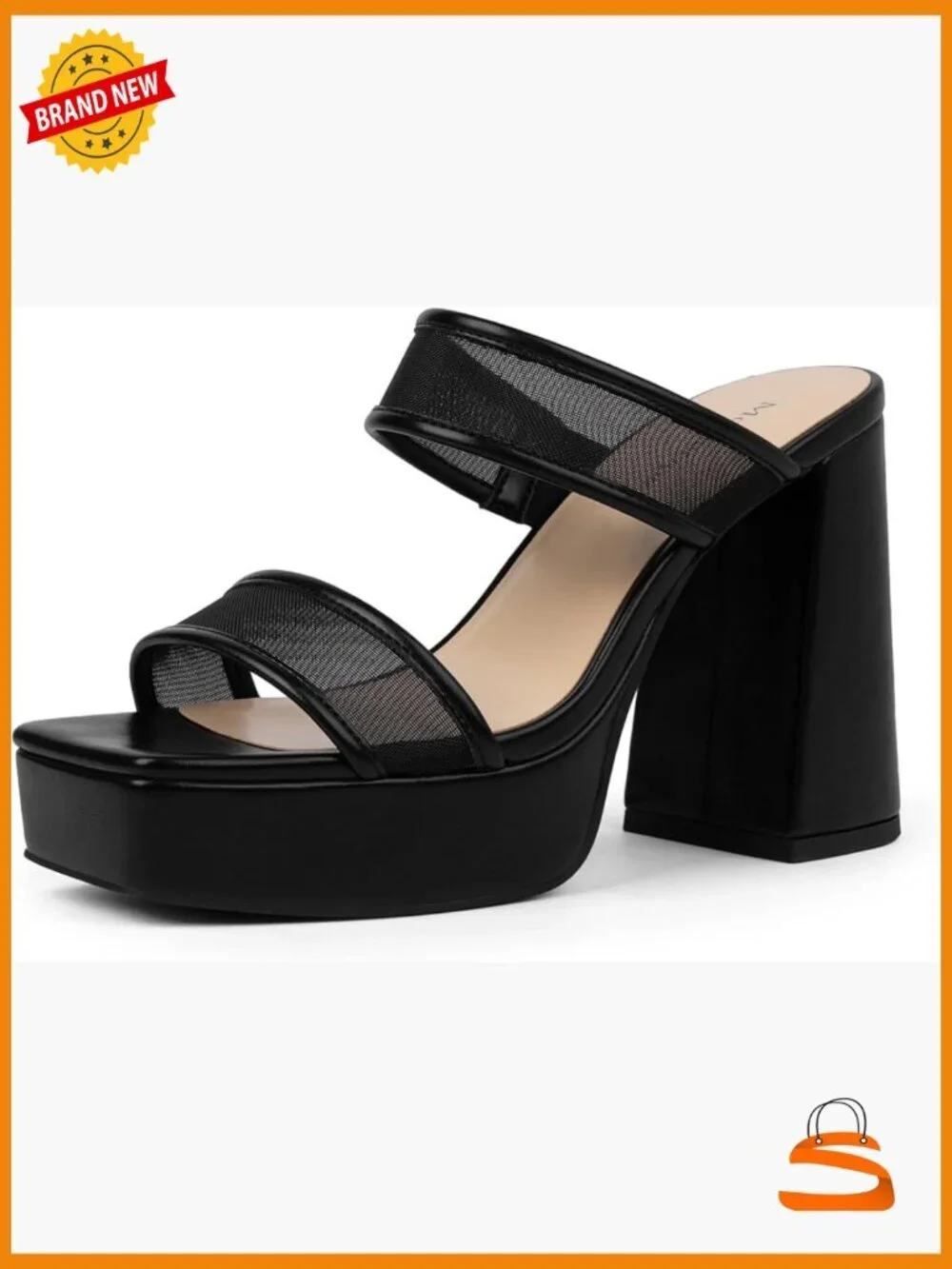 Chunky Platform Heels Square Open Toe Two Strap Slip On Sandals Dress Shoes